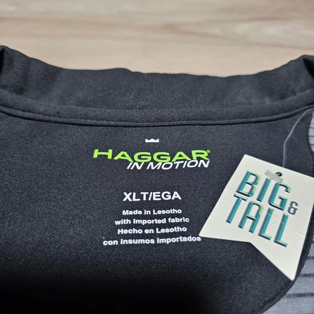 Haggar Pullover Mens XLT Grey Black Quarter Zip In Motion Big & Tall NWT Stretch